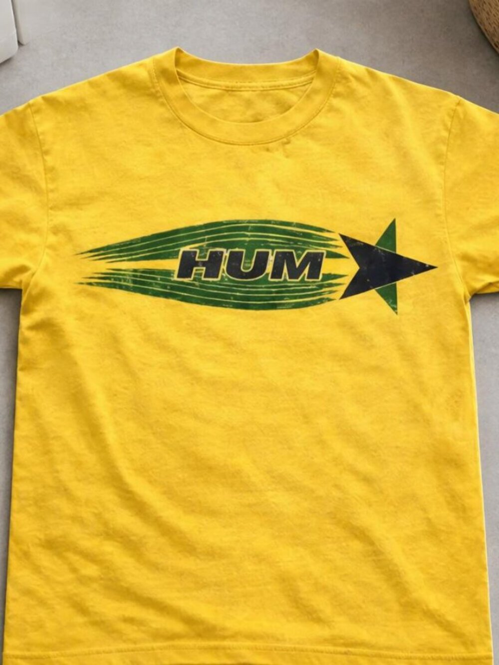 HUM Band Tee Yellow Graphic T-Shirt Unisex Rock Shirt